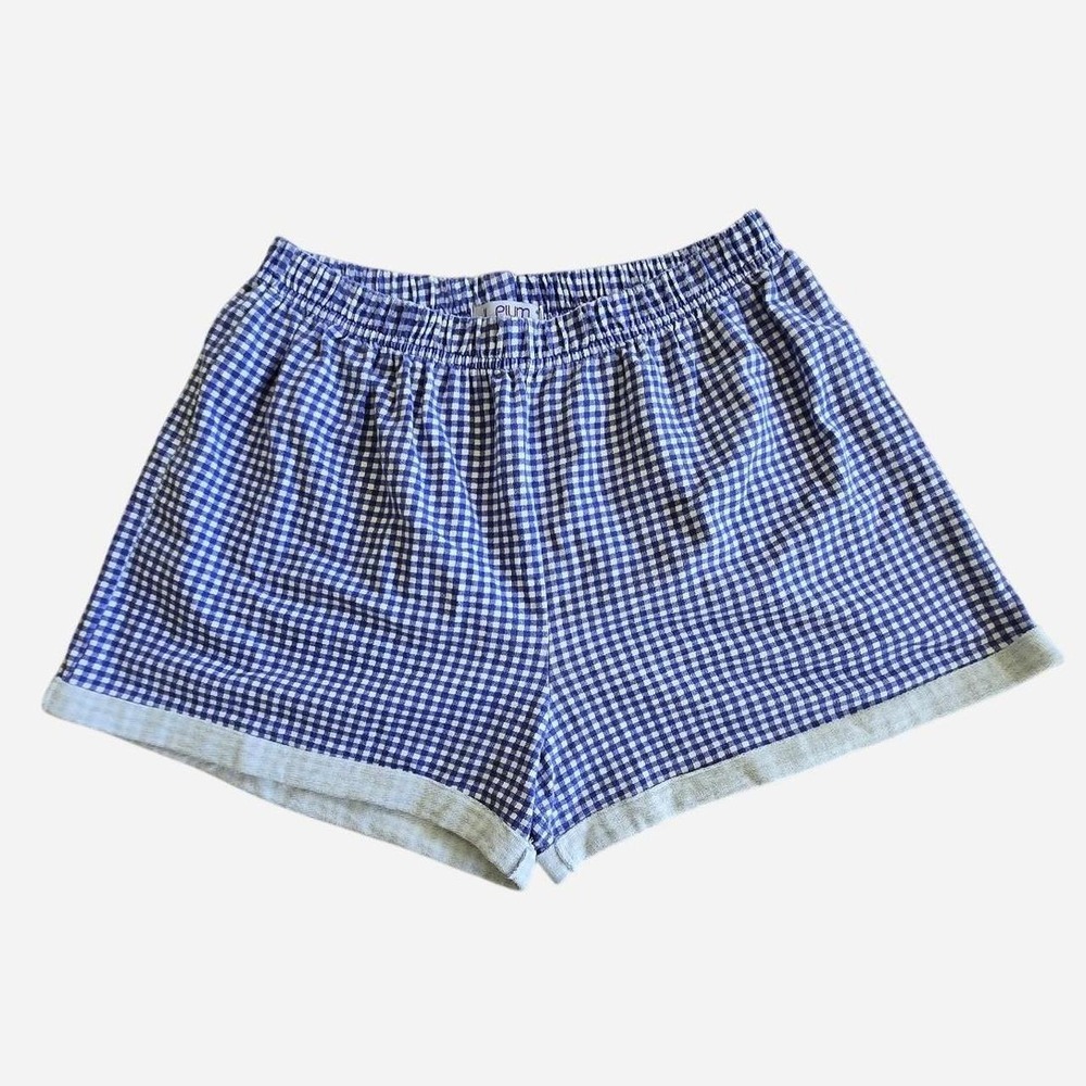 VTG 90s cottagecore purple gingham plaid cotton shorts.